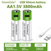 Литий-ионная батарея аа с быстрой зарядкой, 1,5 в, емкость 3800 мАч, USB перезаряжаемая литиевая USB батарея для игрушечной клавиатуры