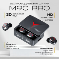 Стильные Наушники Беспроводные TWS Игровые "M90 pro" Внутриканальные B&E (Активное Шумоподавление, HD микрофон, 3D объемный звук с зарядным POWERBANK кейсом, Bluetooth V5.3), для взрослых и детские