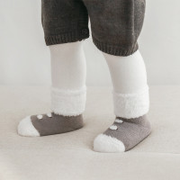 19秋冬毛圈加厚婴儿袜子羽毛纱拼接保暖新生儿中筒宝宝袜棉儿童袜