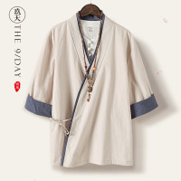 中國風夏季亞麻男漢服茶服禪服寬鬆中式居士服定製棉麻道服道袍