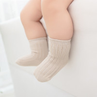 儿童袜子春秋季双针纯色精梳棉松口宝宝袜男女童中筒袜婴儿袜清仓