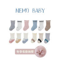 儿童袜子秋冬保暖加厚加绒毛圈袜韩版卡通宝宝袜新生婴儿中筒棉袜