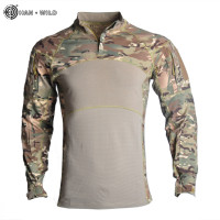 Тактическая рубашка, Мужская одежда, военная эластичная Мужская рубашка, камуфляжная футболка, длинная армейская рубашка мультикам, одежда для охоты