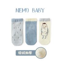 20年新款宝宝袜子秋冬季加厚保暖仿貂绒新生婴儿中通袜卡通儿童袜