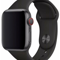 Ремешок силиконовый для часов Apple Watch series 1-7, SE 42-44-45-49mm и 42-44-45-49мм / Сменный браслет премиум качества для умных смарт часов Эпл Вотч / Мужской / Женский / (Black / Черный)