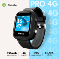 Умные часы для детей Aimoto Pro 4G -  видеозвонки, звонки, GPS геолокация, IP65, кнопка SOS, Черный