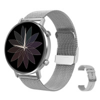 Умные часы KEMET DT2+ силиконовый черный, 43mm, серебристый