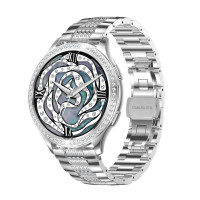 Смарт часы фитнес браслет Tiroki LW10 со звонком, умные часы женские, с давлением, пульсометром, шагомером, счетчиком калорий, круглые серебряные водонепроницаемые