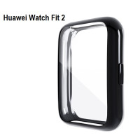 Защитный бампер-чехол MyPads Protect из тончайшего и прочного силикона для Huawei Watch Fit 2 с противоударными свойствами, черный 