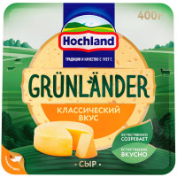 Сыр Hochland Грюнландер полутвердый, кусок, 50%, 400 г