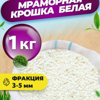 Мраморная крошка белая (3-5 мм, 1 кг)/ эко грунт для аквариума белый щебень, для флорариума / декоративные камни для растений, цветов, сада / каменная крошка декоративная натуральная