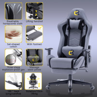 Игровой стул, материал с высокой спинкой, игровые стулья с 3D регулируемым подлокотником, 180 ° лежа + 25 ° качающийся режим, поворотный гоночный стул
