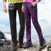 南極人戶外衝鋒褲女男軟殼防水加絨加厚秋冬季保暖防風防寒登山褲