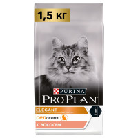 Сухой корм для кошек PRO PLAN Elegant для здоровья шерсти и кожи, с лососем, 1,5 кг