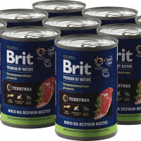 Консервы для щенков Brit Premium by Nature, консервы с телятиной, 410 г х 9 шт