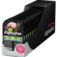 Влажный корм AlphaPet Superpremium кролик и яблоко мясные кусочки в соусе для собак с чувствительным пищеварением, 100г х 15 шт