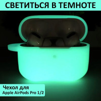 Светящийся чехол для Apple AirPods Pro 1 / Чехол для Apple AirPods Pro 2 / Бирюзовый