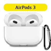 Чехол для AirPods 3 с карабином, прозрачный