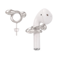 Серьги пирсинг в ухо держатель для беспроводных наушников airpods серебристые