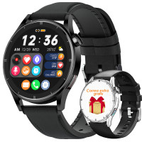 Умные часы EIGIIS QS39, 45mm, Черная стальная сетка + черный силикон