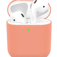 Чехол для наушников Apple AirPods 2/1, Силиконовый чехол для беспроводных наушников Айрподс, оранжевый