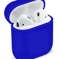 Силиконовый чехол (футляр) для наушников Apple AirPods 1, 2/ кейс на аирподс 1, 2, цвет синий