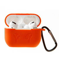 Силиконовый чехол с карабином для наушников Apple AirPods Pro, оранжевый