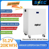 Батареи SOEC 400ah Lifepo4 48В 220В 20квтч Powerwall 6000цикл класса A призматическая ячейка RS485 CAN 51,2 емкость 10 лет гарантии