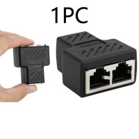 Разветвитель RJ45 со штекером на 2 гнезда, сетевой адаптер Ethernet, кабельный порт RJ45, соединитель сетевого кабеля для маршрутизатора, ПК, ноутбука, компьютера, 1 шт.