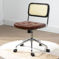 Плетеный офисный стул из ротанга в стиле ретро, вращающийся на 360 градусов и подъемный компьютерный стул, офисное кресло для учебы, одно сиденье