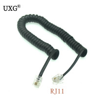 6.5ft мужской RJ11 для RJ11 телефонная трубка Удлинительный кабель катушки шнур провод телефонная линия сетевой кабель черный