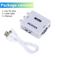 Мини-видеоконвертер PzzPss 1080P RCA AV на VGA, видеоконвертер, конвертер с 3,5 мм аудио AV2VGA / CVBS + аудио на ПК HDTV
