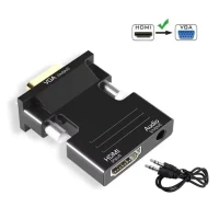 Адаптер HDMI-совместимый с женским и мужским разъемами VGA с аудиокабелем 3,5 мм для PS4 монитора проектора ПК ноутбука 1080P HD на VGA