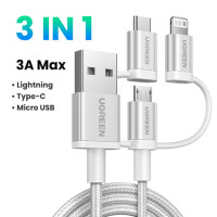 【 Новый-in Sale】UGREEN MFi USB C к Lightning Micro USB кабель 3A Быстрая зарядка 3 в 1 для iPhone 14 13 12 Pro Max Xiaomi Samsung