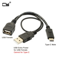 USB-C кабель для передачи данных OTG с разъемом USB 3,1 типа C «папа» и «мама» с внешним кабелем питания 20 см