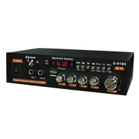 Мини усилитель мощности, 12 В постоянного тока, Bluetooth, двойной микрофон, вход для TF, USB, AUX, мобильный телефон, компьютер, DVD, mp3-плеер, машина для песен