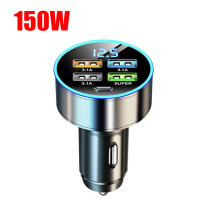 Автомобильное зарядное устройство с 4 портами USB Type-C PD 150 Вт, адаптер для быстрой зарядки для Huawei OPPO Oneplus iPhone 14 Pro Max 13 12 11 Mini XS Xiaomi