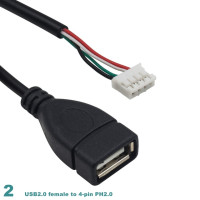 4 P PH2.0 Женский к USB 2,0 Женский/мужской кабель USB к Dupont 4-контактный кабель для передачи данных 30 см