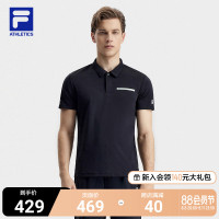 FILA Fila官方男子短袖POLO衫2023夏季新款基礎簡約翻領運動上衣