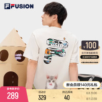 FILA FUSIONFila情侶運動T恤男2023夏季新款卡通印花短袖上衣女t