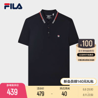 FILA Fila官方男子針織短袖POLO衫2023夏季新款商務休閒翻領上衣