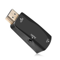 Адаптер-преобразователь 1080P HDMI-совместимый штекер на гнездо VGA + аудиоразъем 3,5 мм Full HD для ПК ноутбука компьютера проектора дисплея