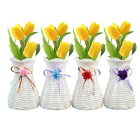 Современные пластиковые вазы, Европейский обеденный стол, декоративная ваза для цветочных растений, белая ваза из ротанга