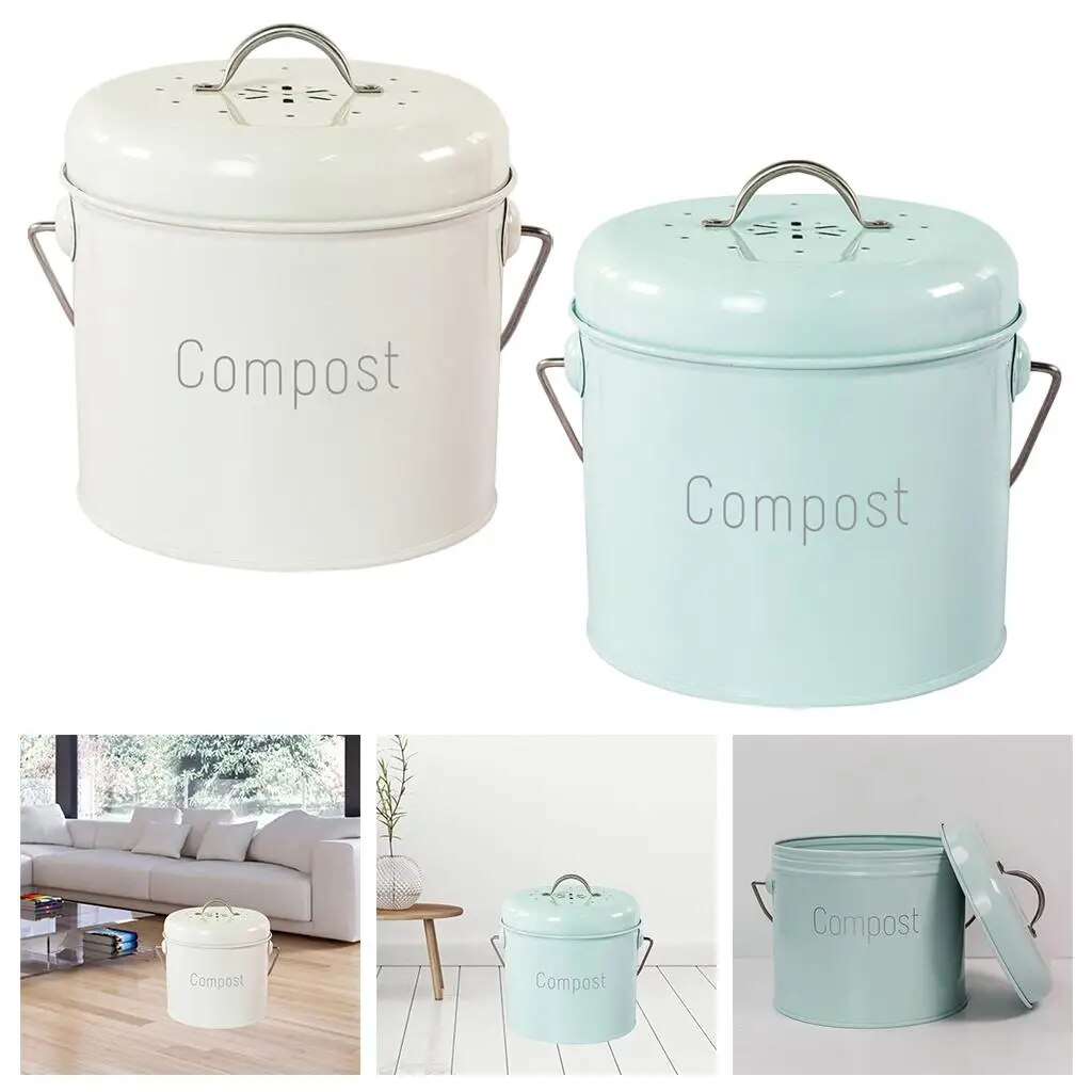 3L Kitchen Compost Bin Compost Bucket Farmhouse Compost Bin with Lid for Food Waste Rust