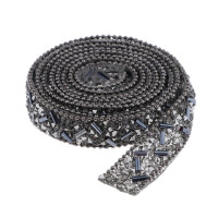 1 рулон стразы, лента с кристаллами, бусинами, пришивная аппликация для сумок и платьев, декор для дня рождения, свадьбы, вечерние НКИ «сделай сам», с клеем на спине