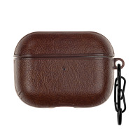 Кожаный чехол для AirPods Pro с карабином, темно-коричневый