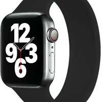 Эластичный силиконовый ремешок для умных смарт часов Apple Watch series 1-8 и SE (38-40-41 mm) / Монобраслет без застежки для Эпл Вотч, размер S (длина 135 мм), Черный