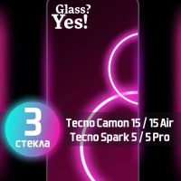 Защитное стекло на Tecno Camon 15 и 15 Air / Spark 5 и 5 Pro