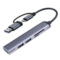 USB-концентратор с портом Type-C, USB 3,0, USB 2,0, TF/SD, 5 портов, мультиразветвитель OTG для Lenovo, HUAWEI, Xiaomi, концентратор USB 3,0 из алюминиевого сплава для ПК