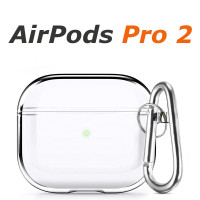 Прозрачный силиконовый чехол KRISTANAM для наушников Apple AirPods Pro 2 / кейс футляр для Apple AirPods Pro (2nd generation) , с карабином